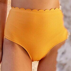 Aerie NWT Waffle Scalloped High Waisted Bikini Bottom in Petal Orange